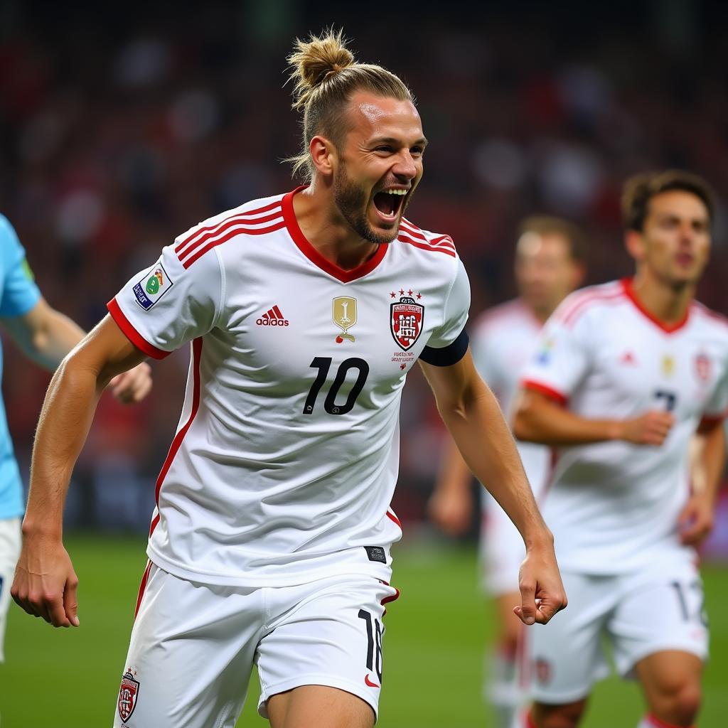 Erling Haaland celebrating a goal for Norway