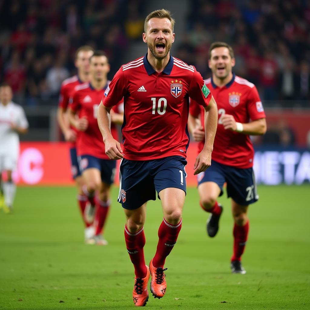 Erling Haaland celebrating a goal for Norway