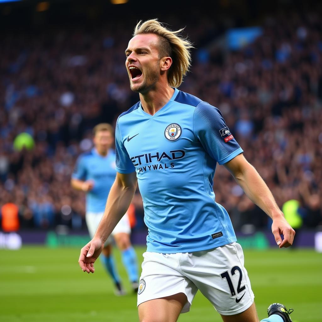 Erling Haaland celebrates a Premier League goal