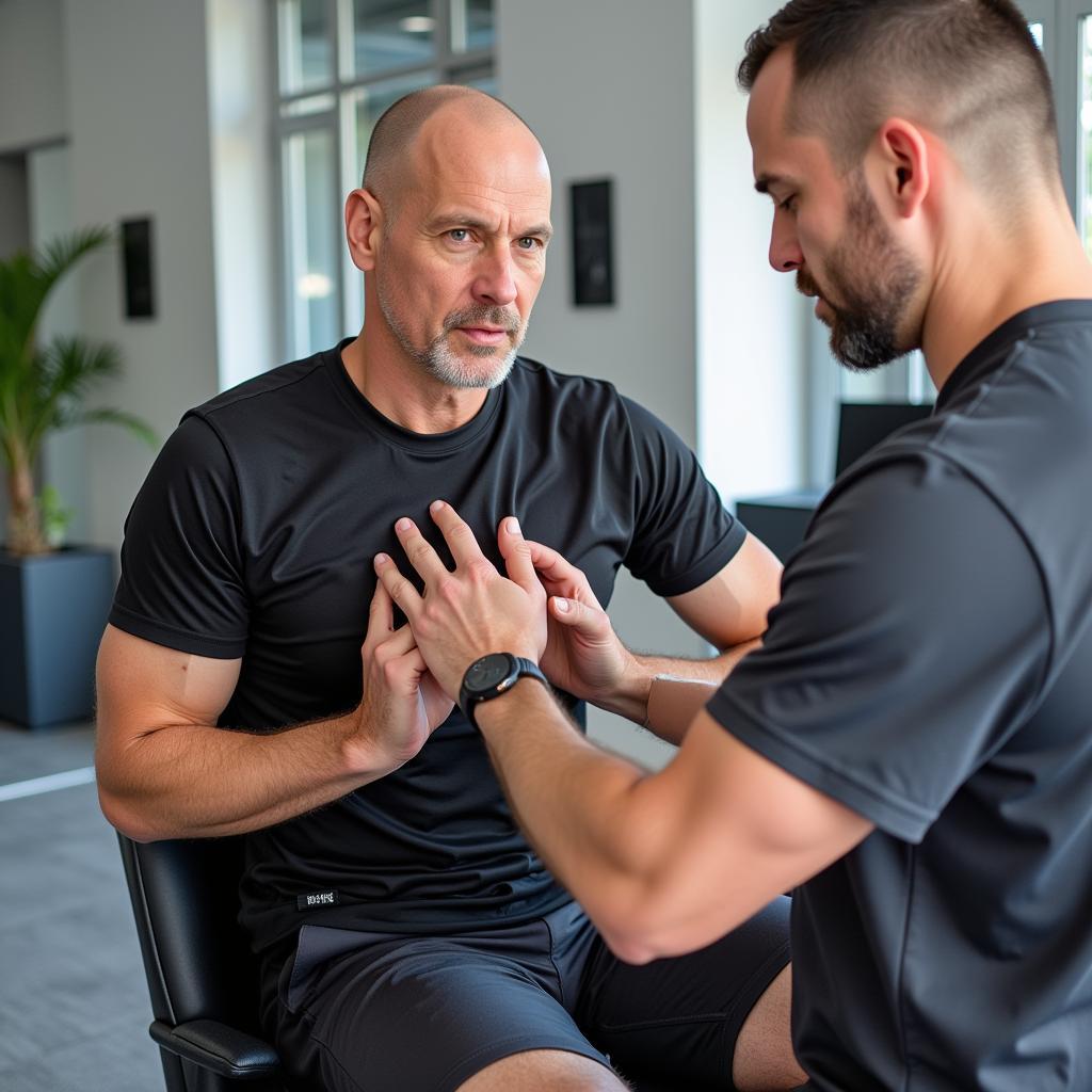 Erling Haaland working with a physiotherapist