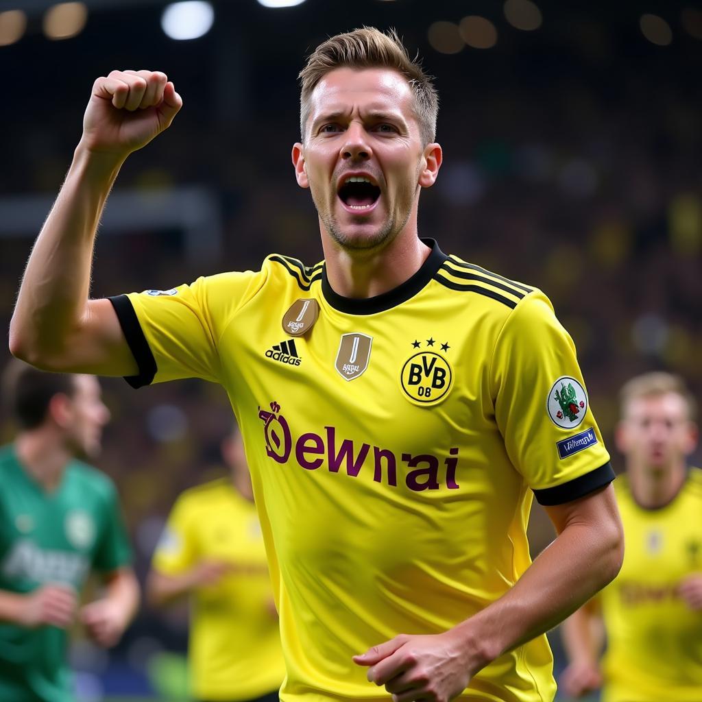 Erling Haaland celebrates a goal for Borussia Dortmund during the 2020/21 season.