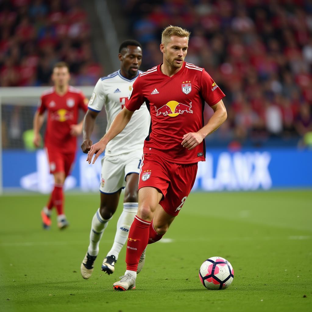 Erling Haaland scores a goal for Red Bull Salzburg