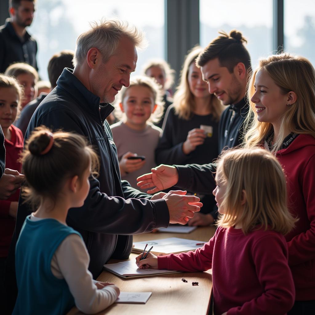 Erling Haaland signing autographs for fans