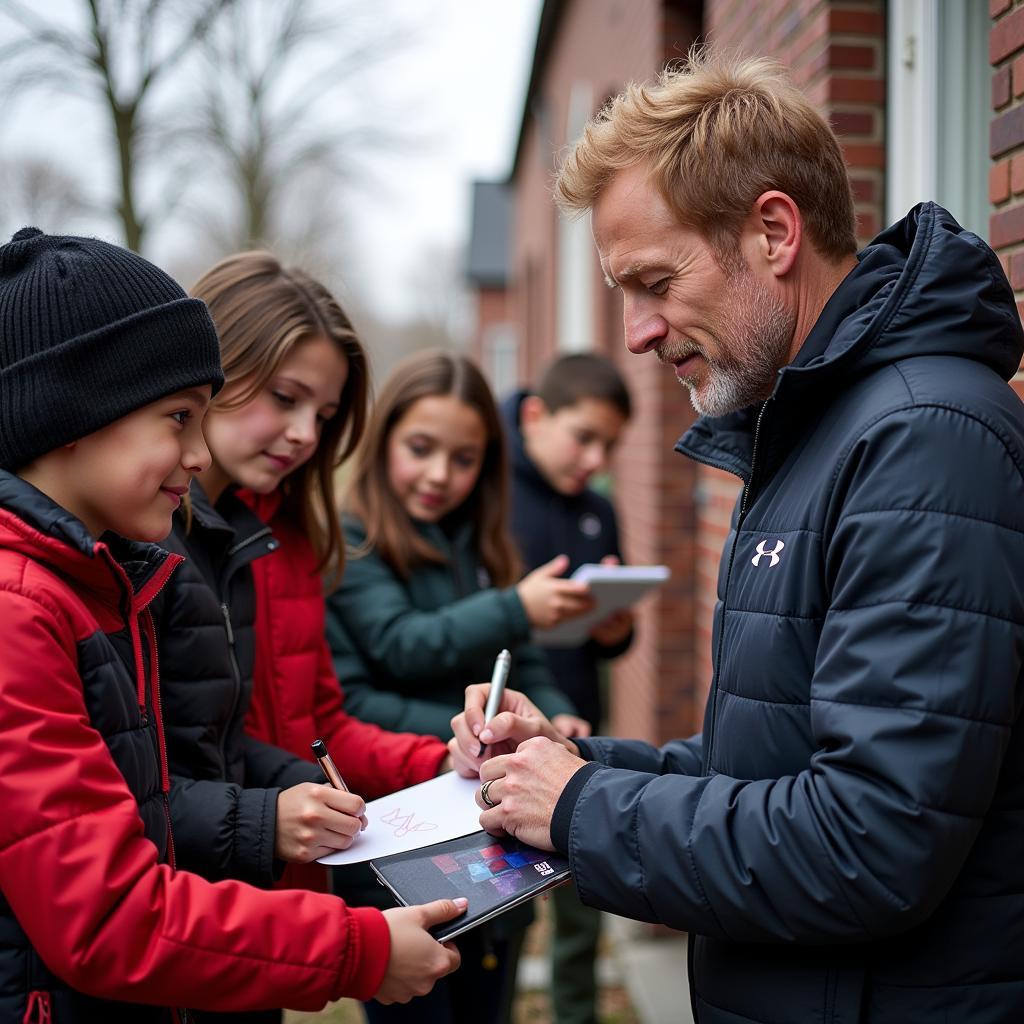 Erling Haaland interacts with fans