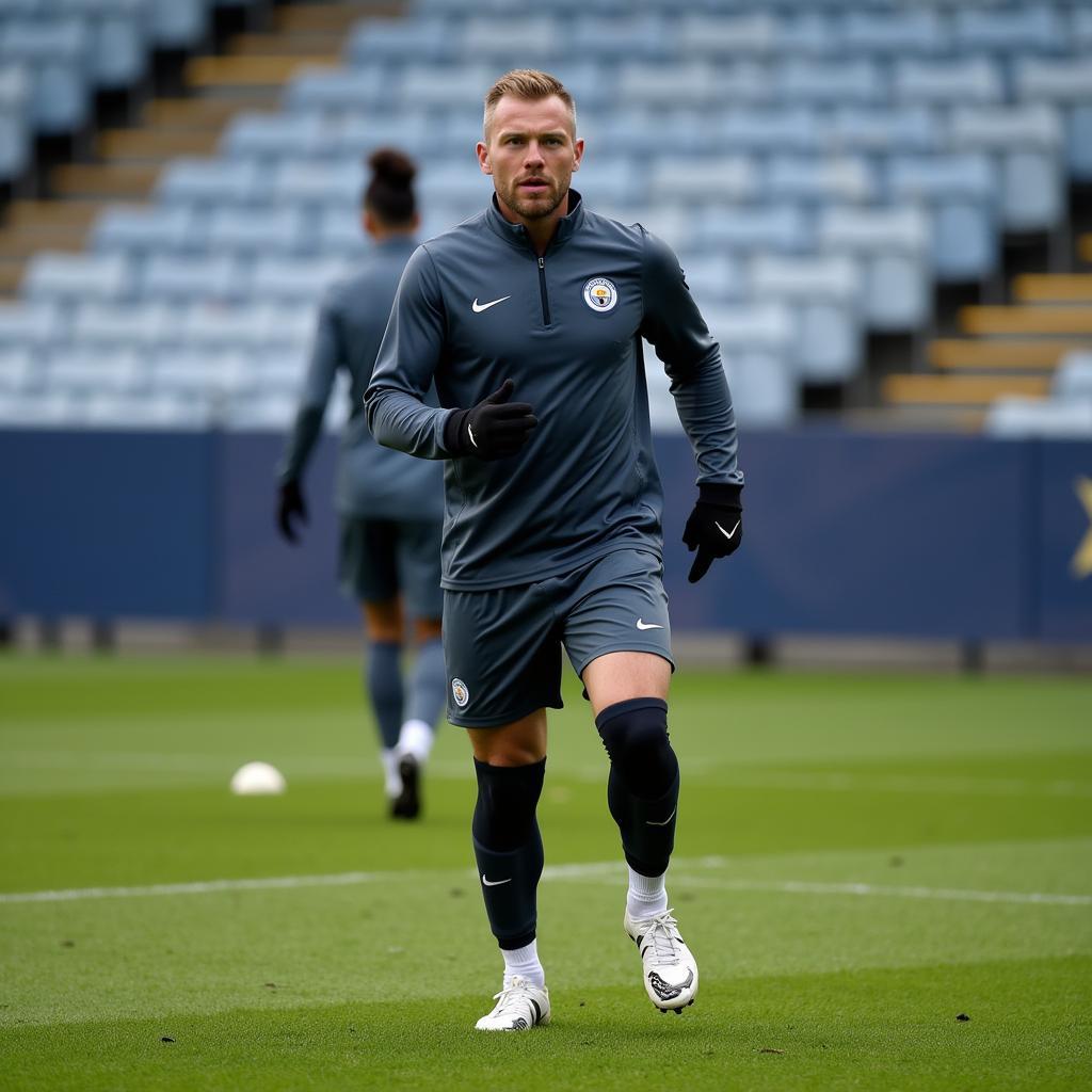 Erling Haaland trains intensely at Manchester City's training ground