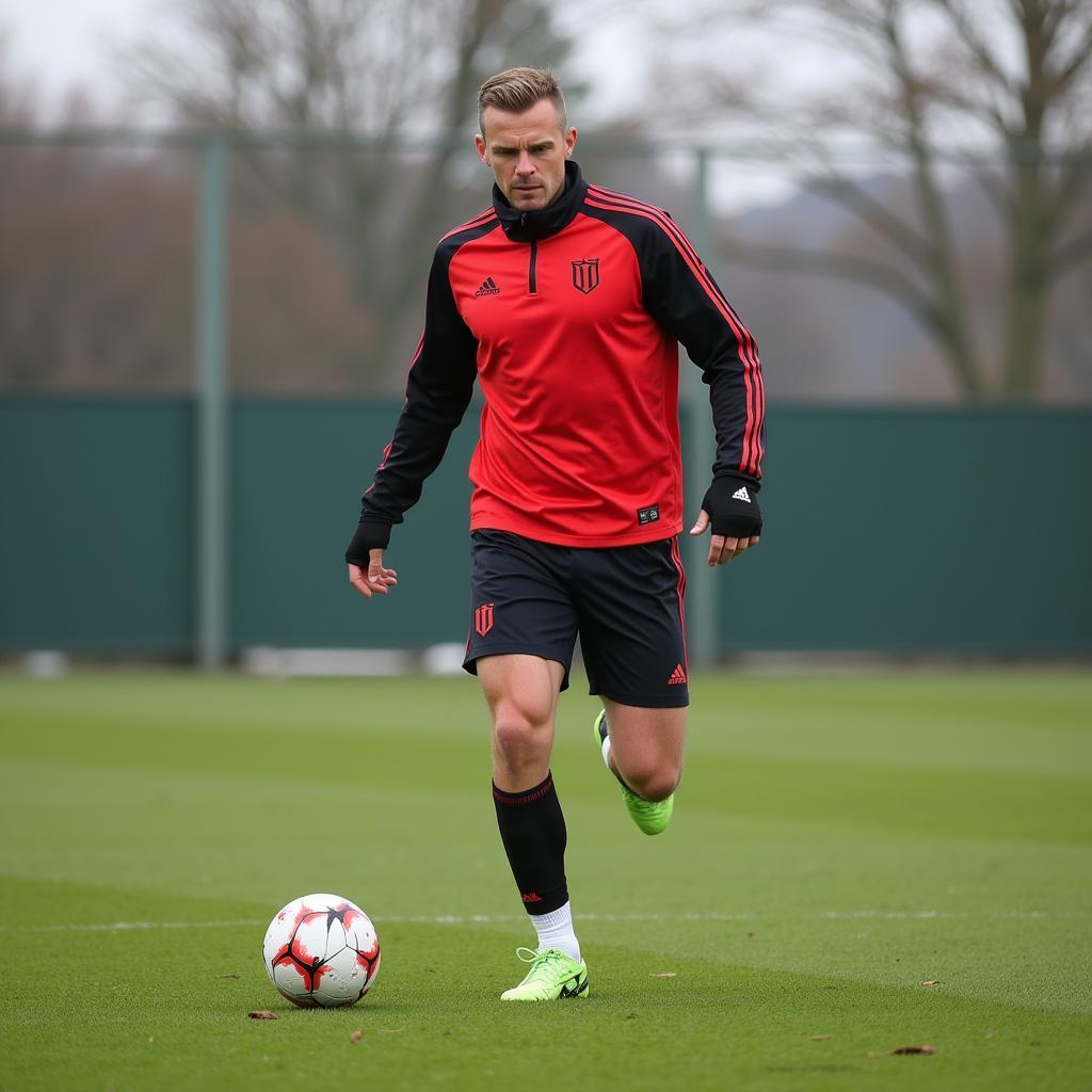 Erling Haaland performing training drills