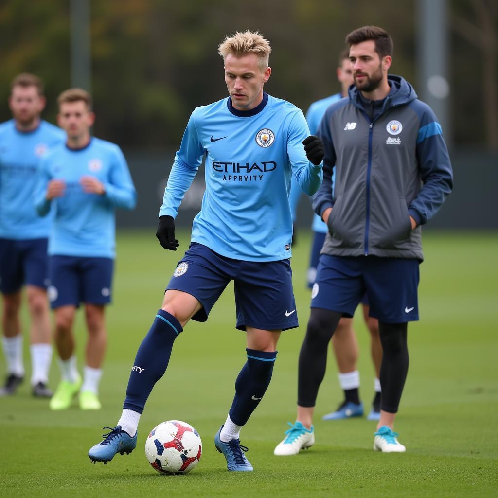 Erling Haaland training with Manchester City