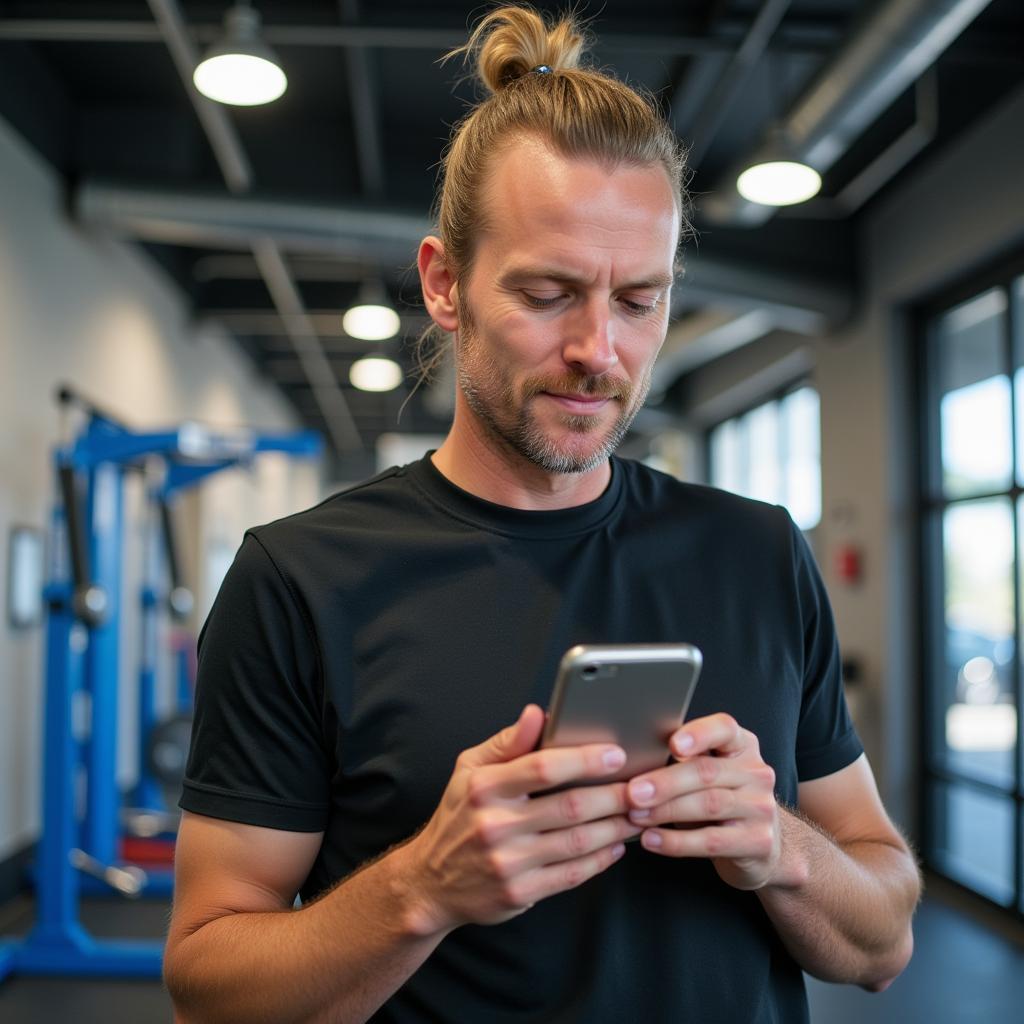 Erling Haaland using a smartphone