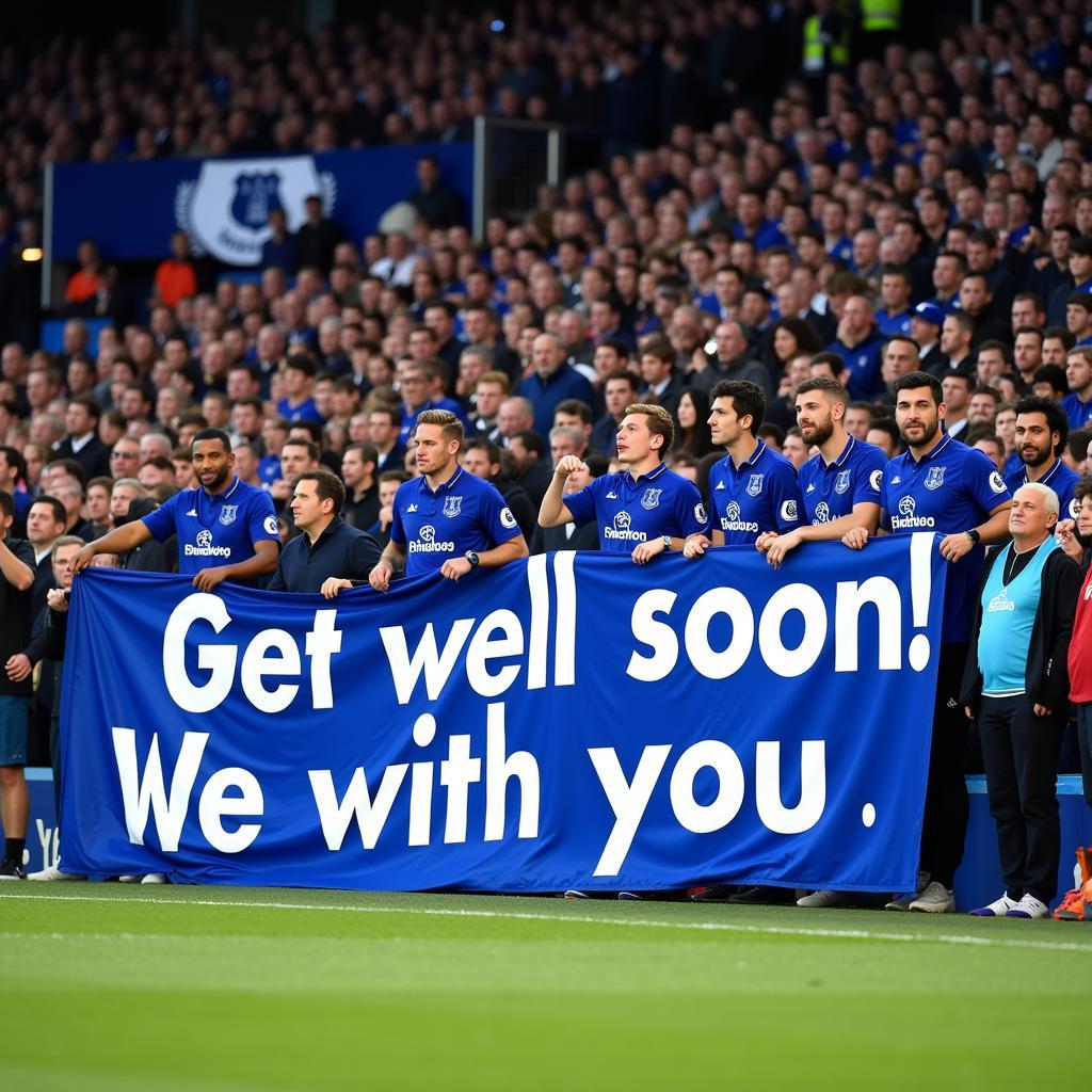 Everton Fans Support Injured Player Banner