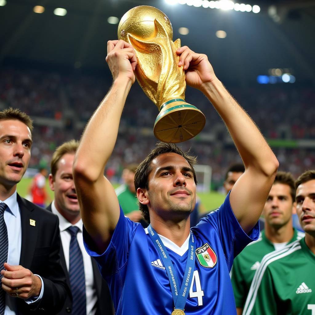 Fabio Cannavaro lifting the World Cup trophy