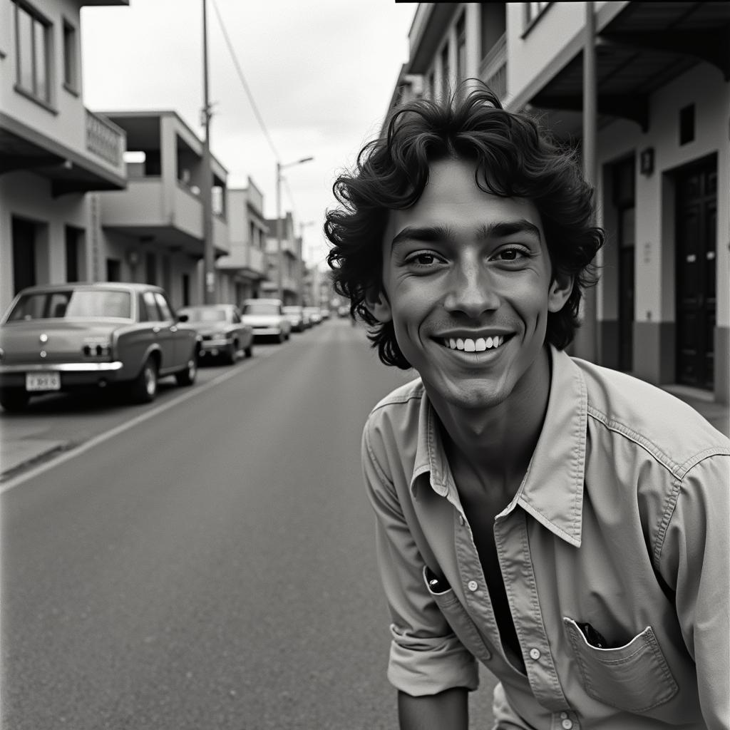 Falcão playing street football as a child in Brazil.