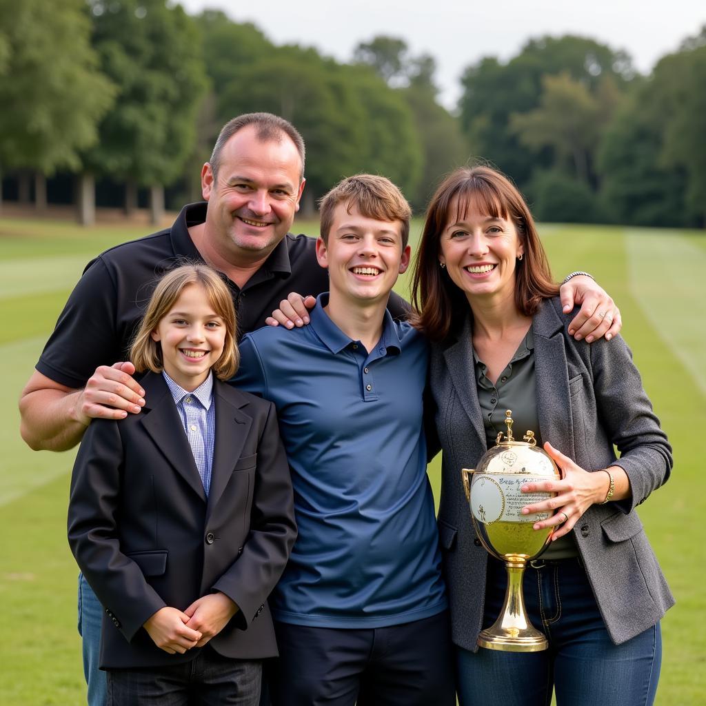 A young Erling Haaland celebrates a victory with his family.