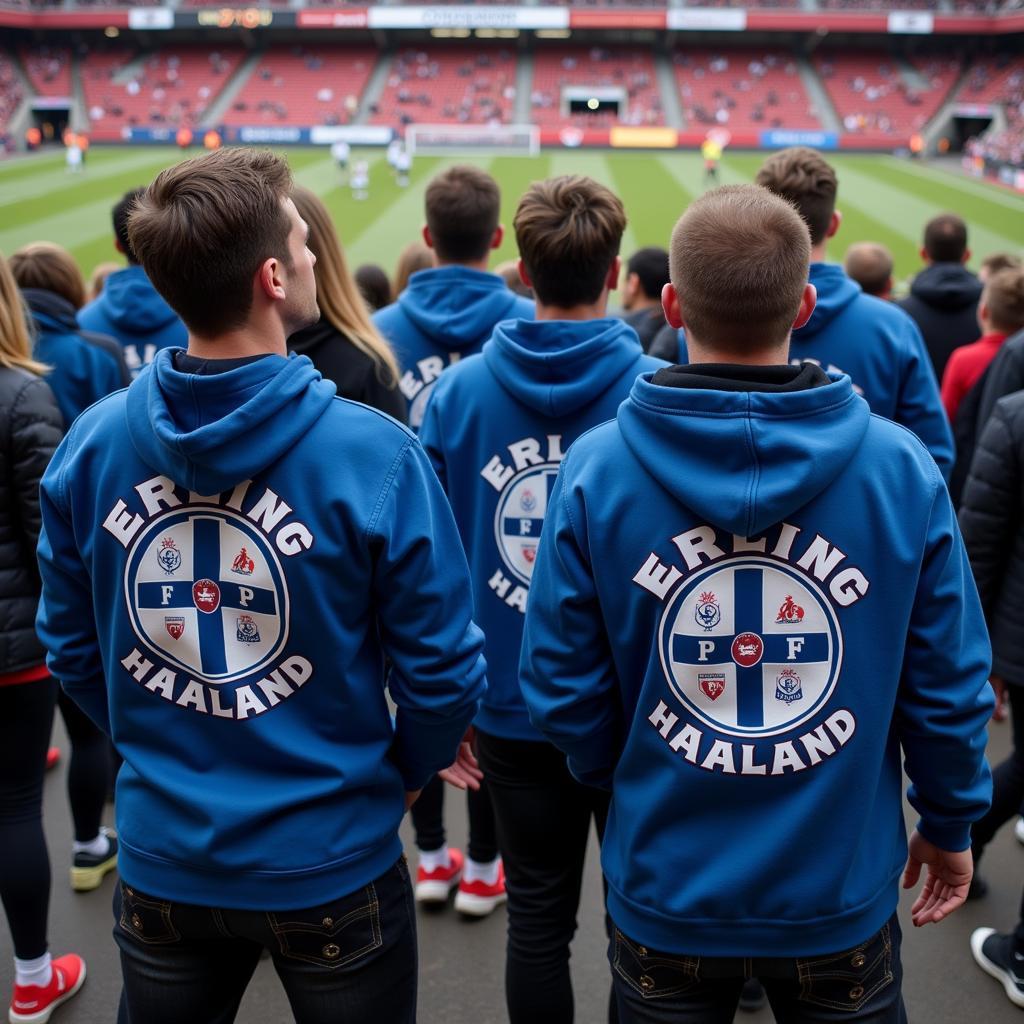 Fans wearing Erling Haaland hoodies