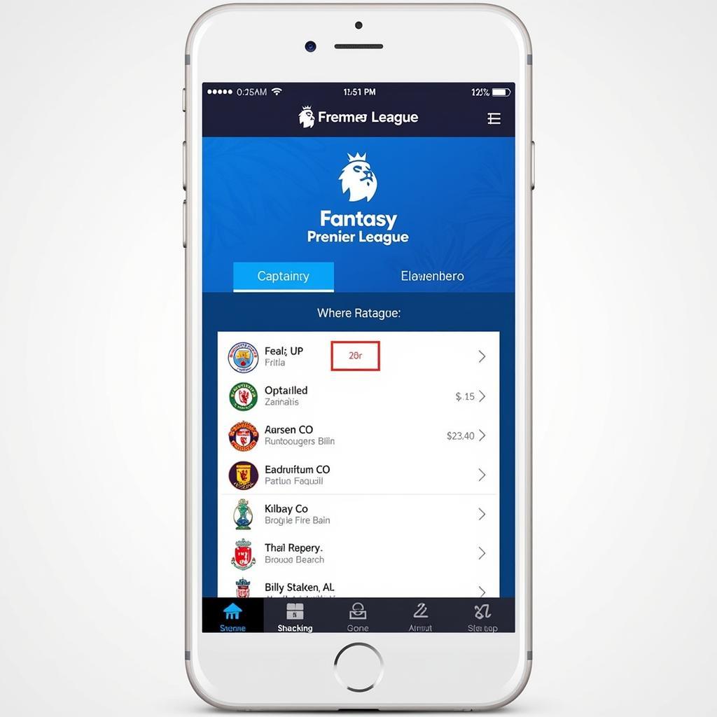 Fantasy Premier League app interface