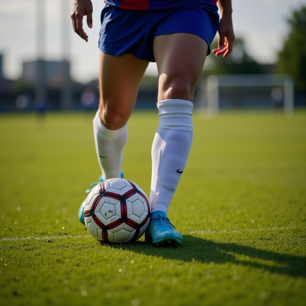 Footballer Demonstrating Fast Dribbling Techniques