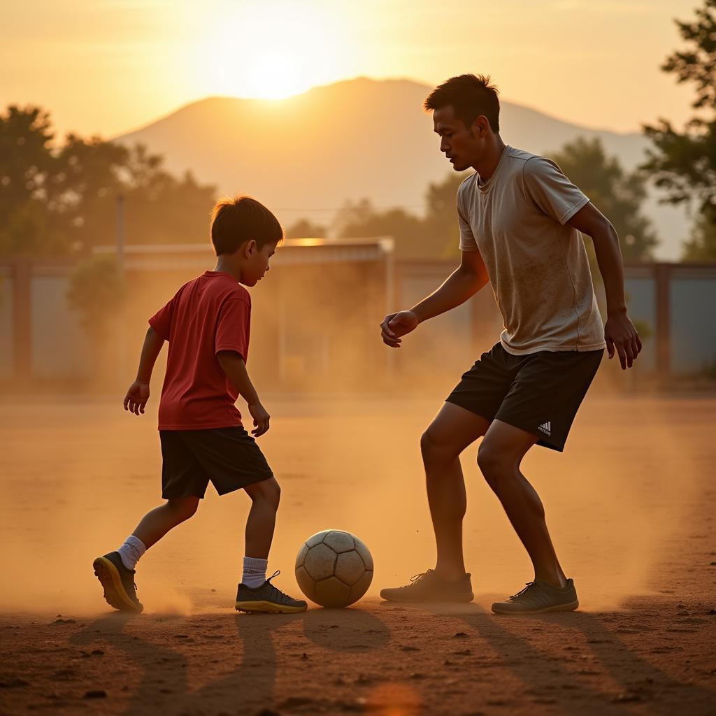 Father and Son Football Training in Vietnam