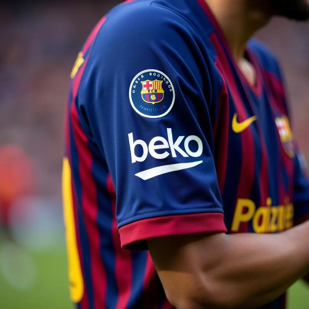 FC Barcelona player wearing kit with prominent Beko logo