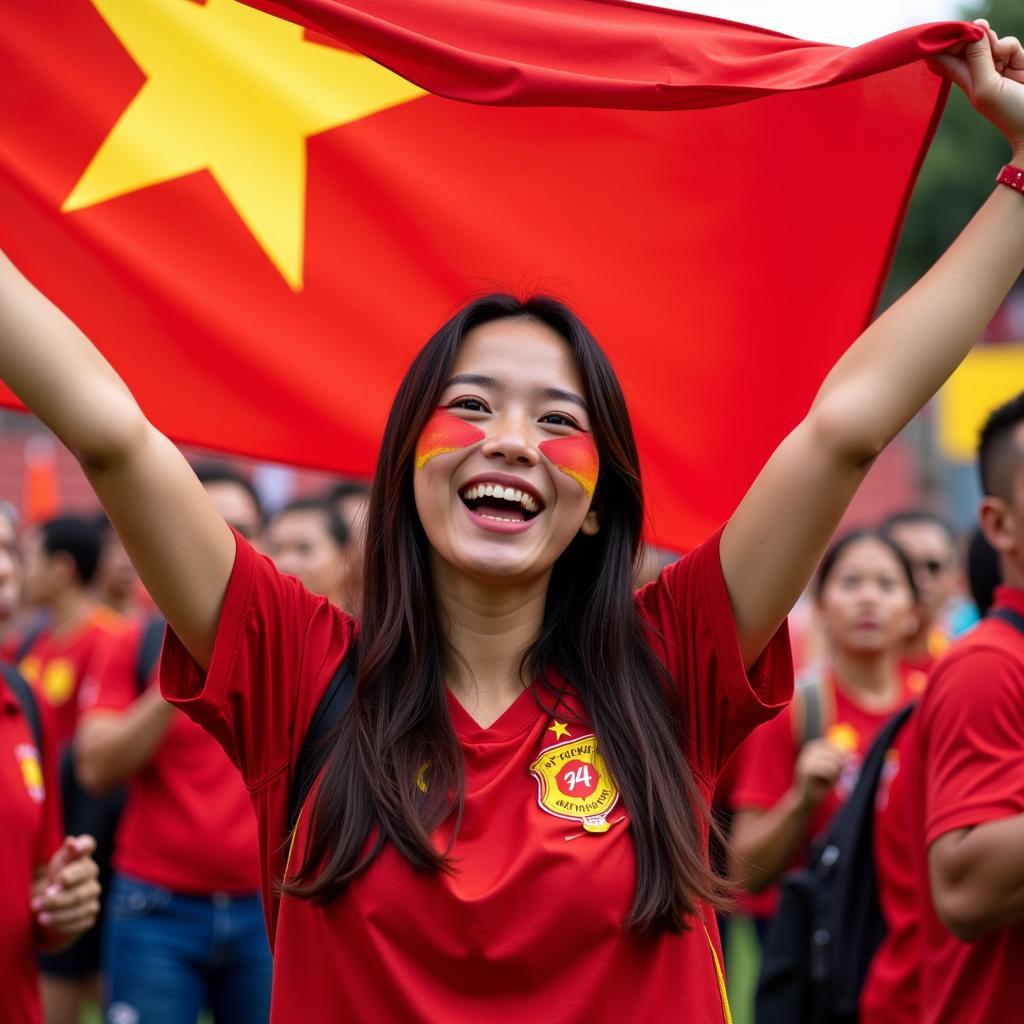 Vietnamese Female Football Fan