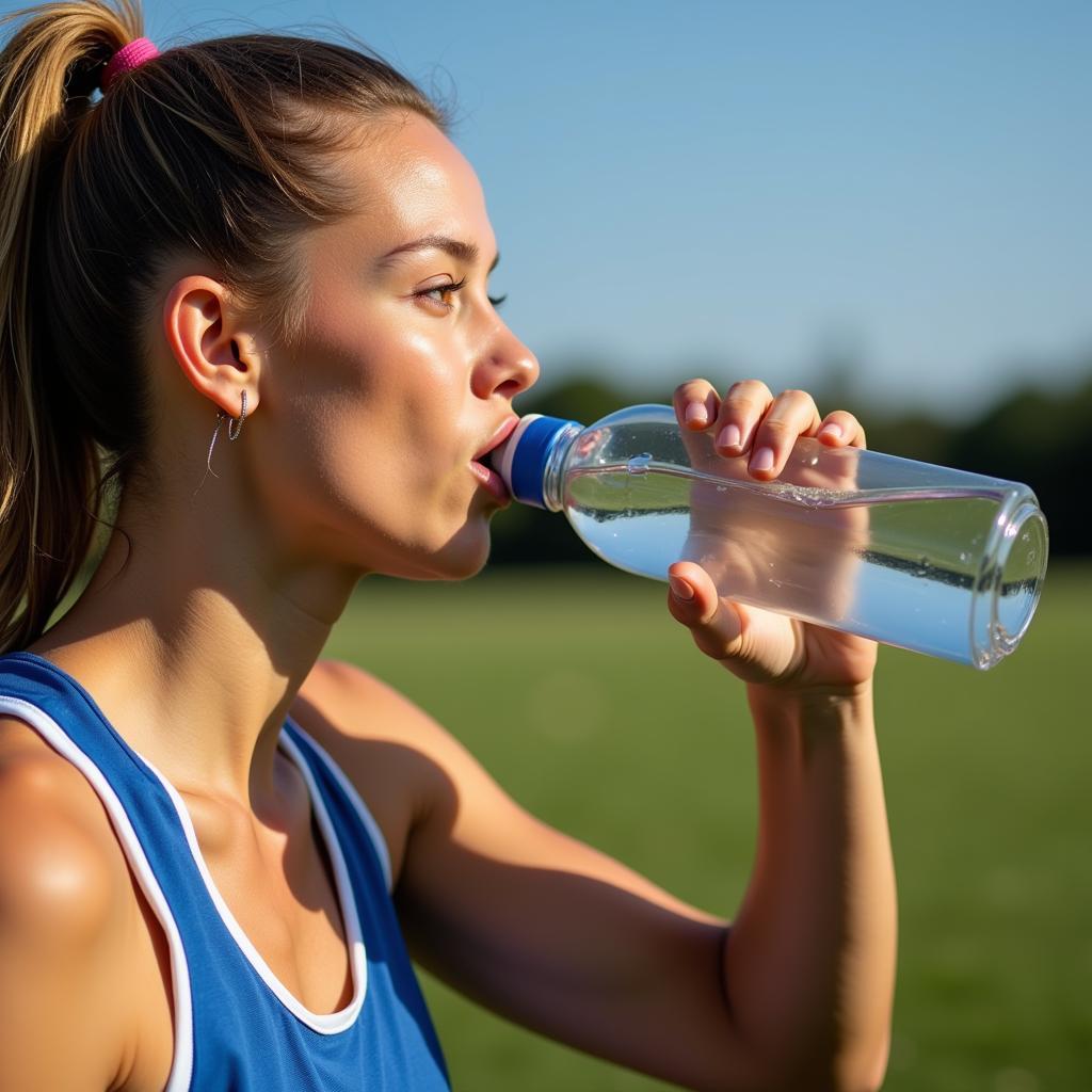 Female Footballer Hydrating