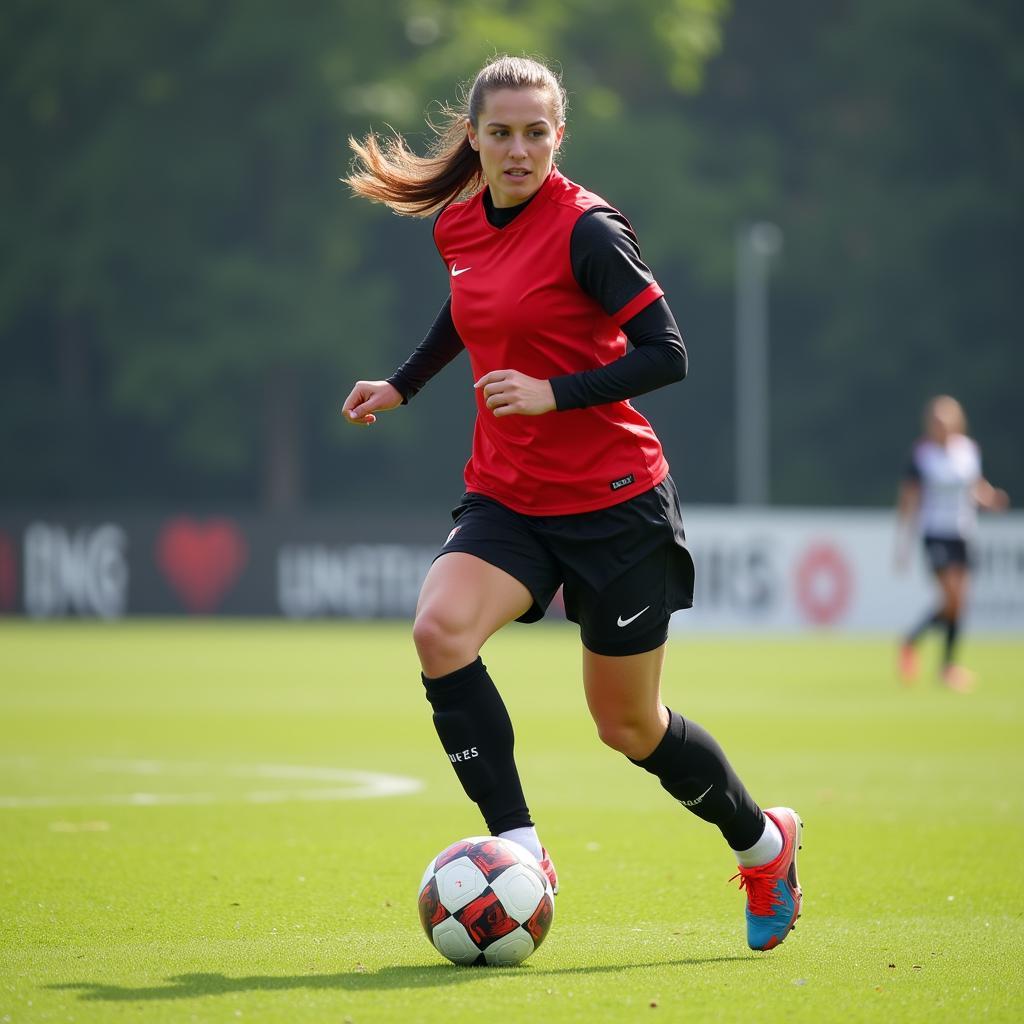 Female Footballer Training