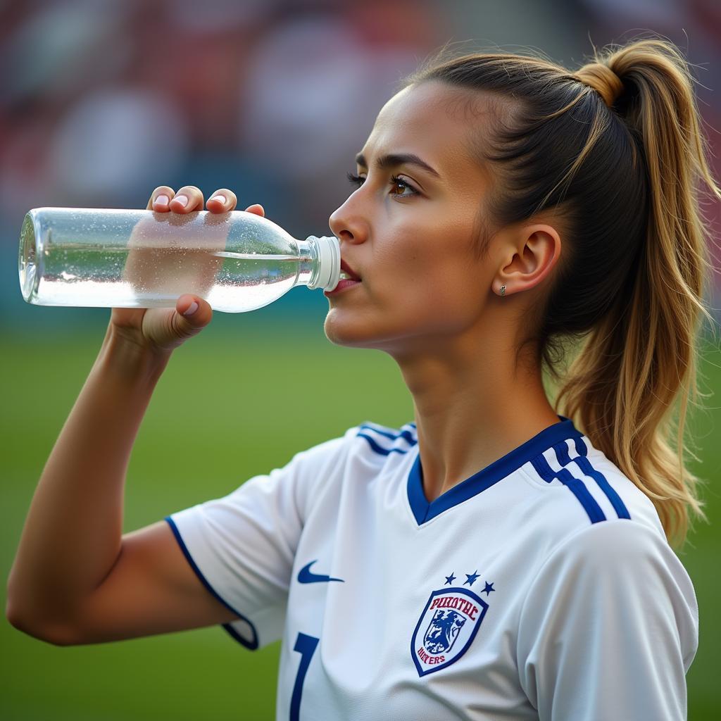 Female Soccer Player Hydrating