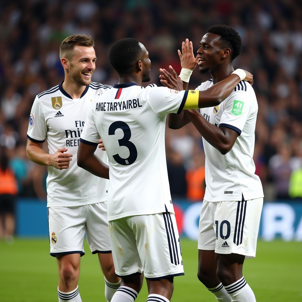 Ferland Mendy celebrating a victory with Real Madrid