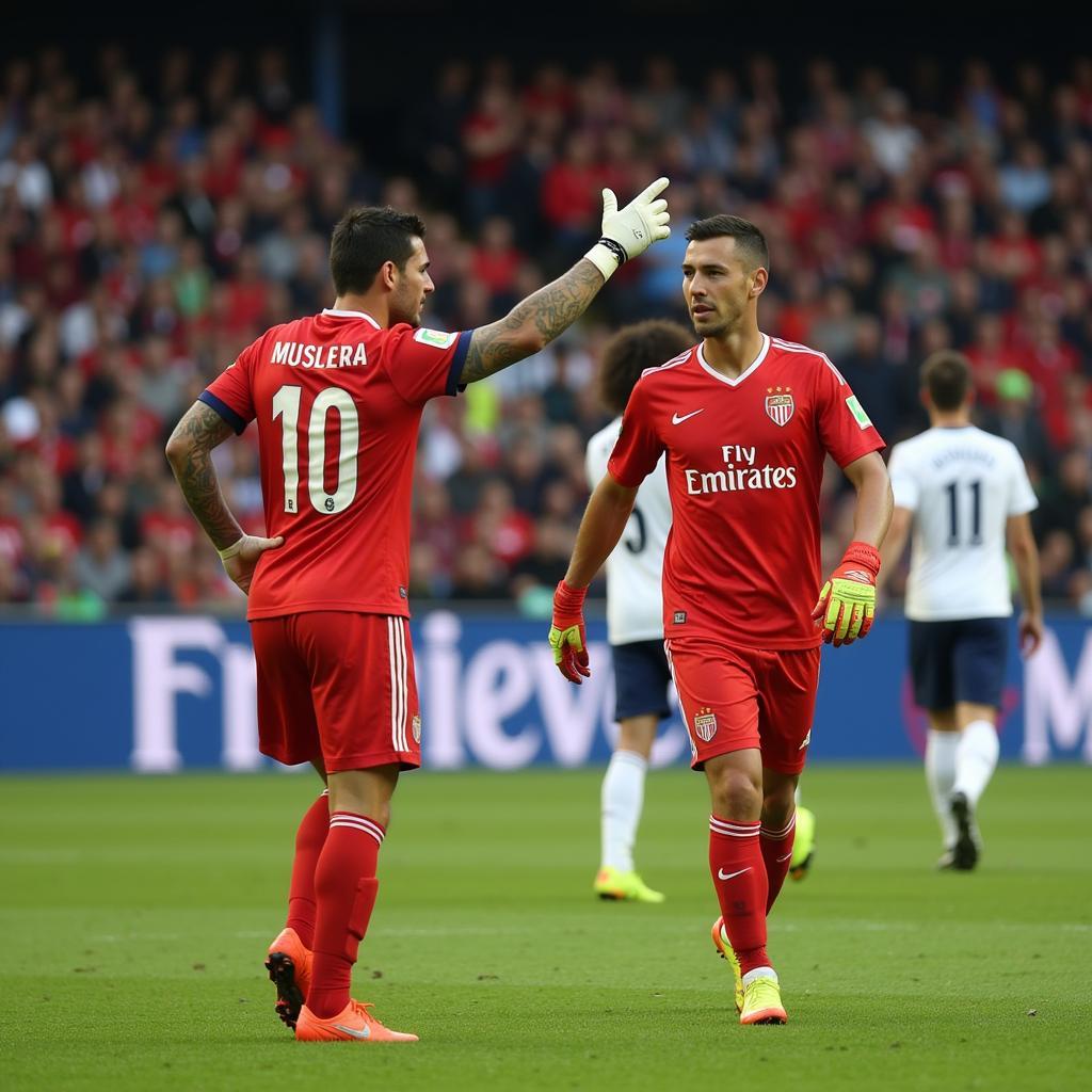 Fernando Muslera directing play from his box