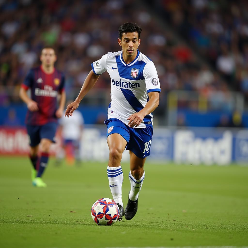 Fernando distributing the ball from midfield with precision