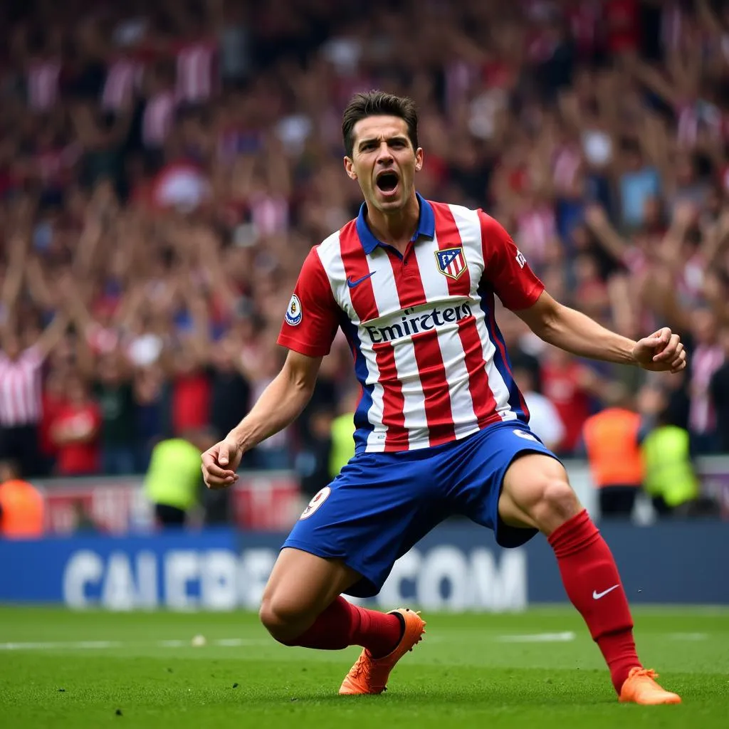 Fernando Torres celebrating a goal for Atletico Madrid