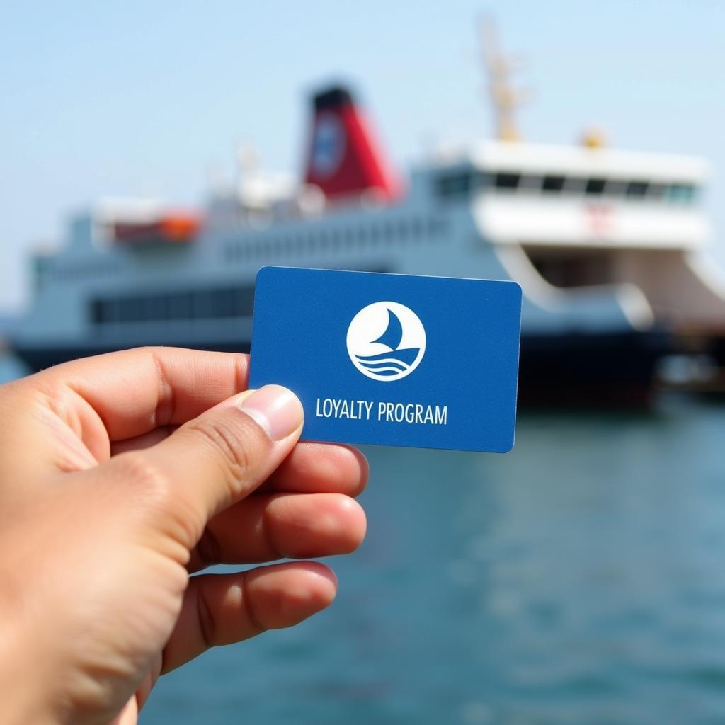 A hand holding a ferry loyalty program card