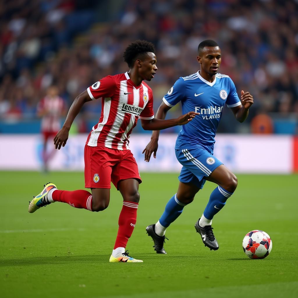 Kylian Mbappé and Adama Traoré sprint