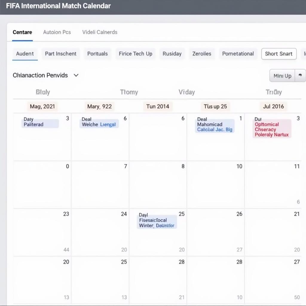 FIFA International Match Calendar displaying mandatory and optional release dates.