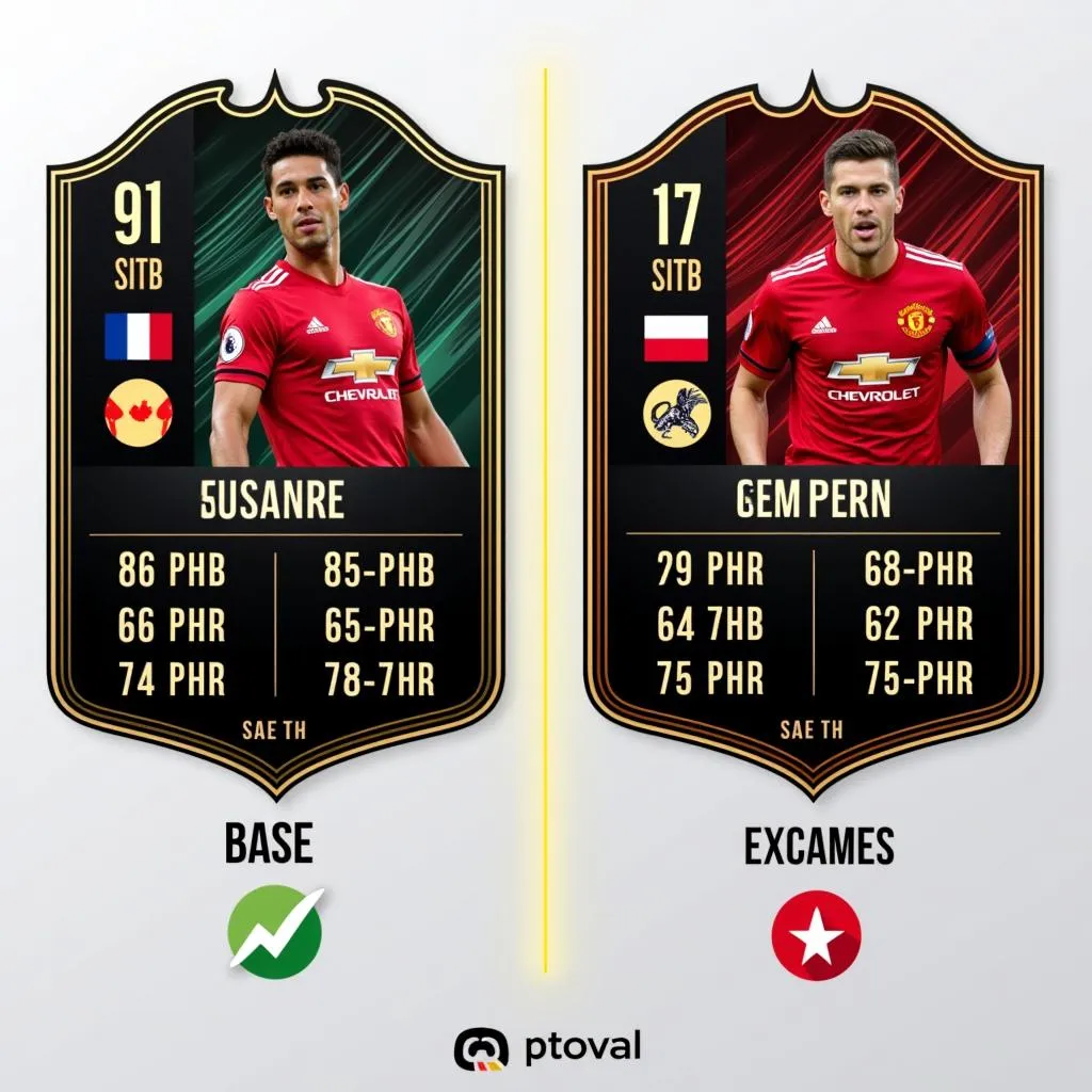 Player comparison before and after upgrade in FIFA Online 4