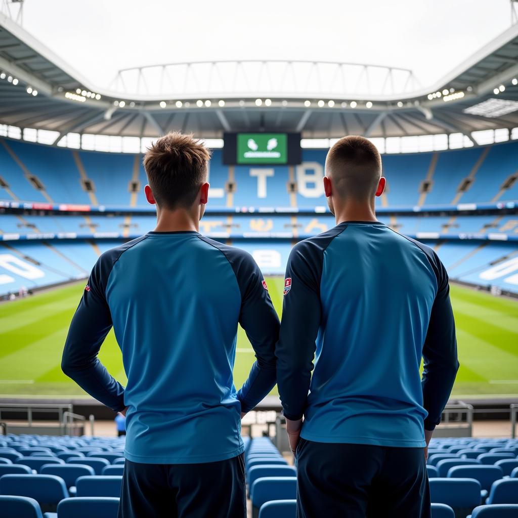 Foden and Haaland standing side by side, looking ahead