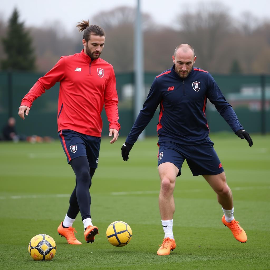 Foden and Haaland during a training session