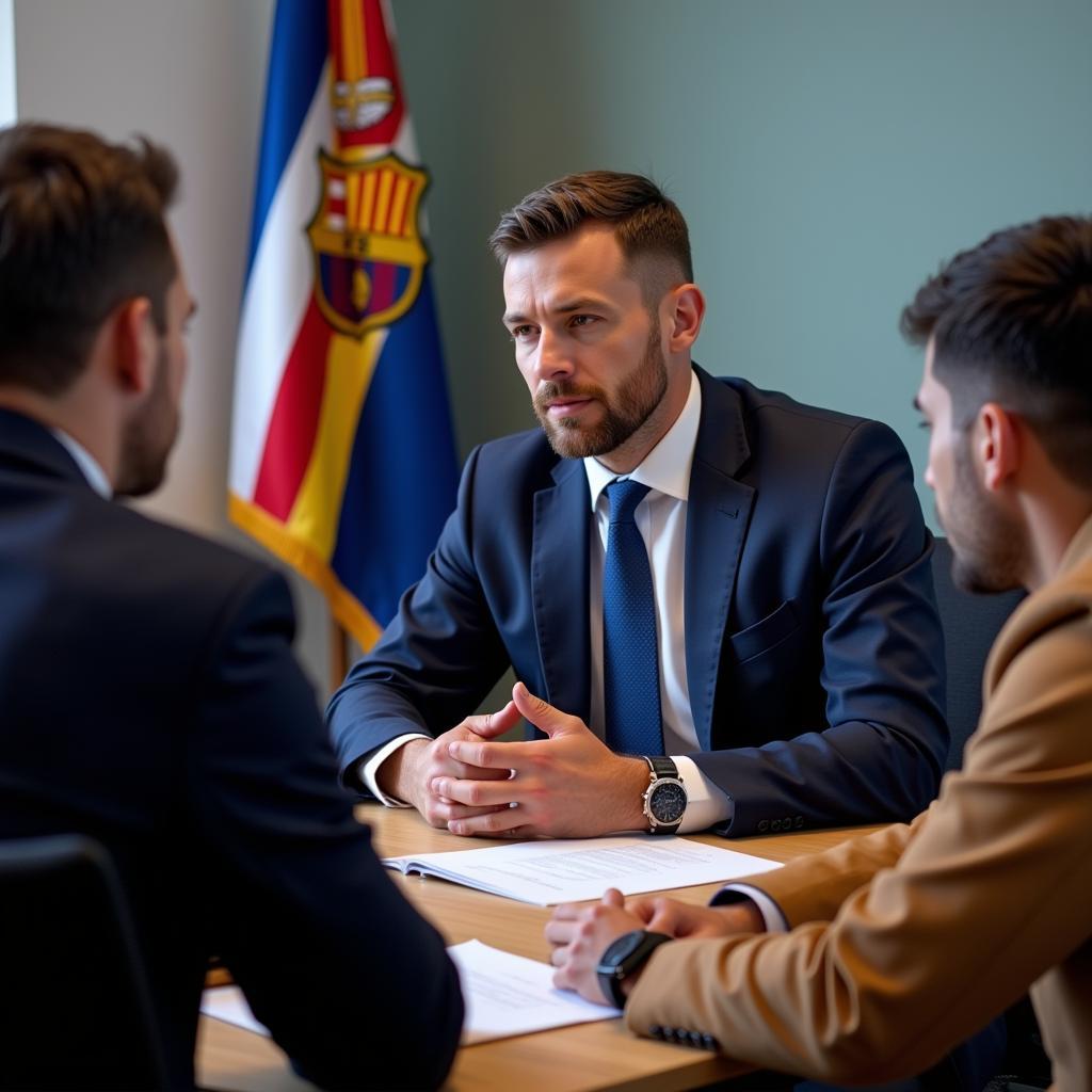 Football agent meeting with club representatives