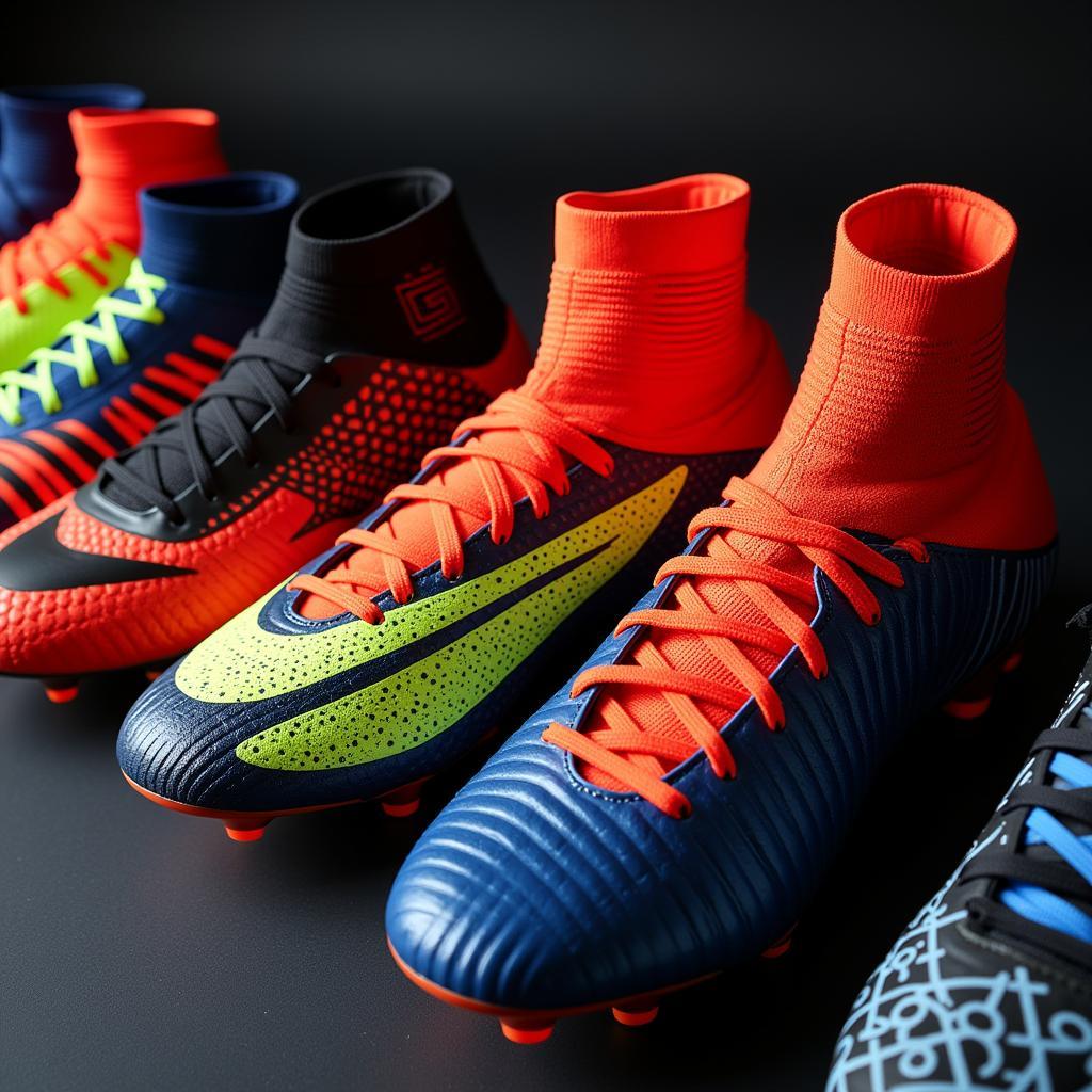 Football boots lined up