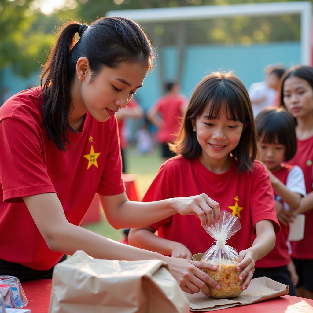 Vietnamese Football Couple Participating in a Charity Event