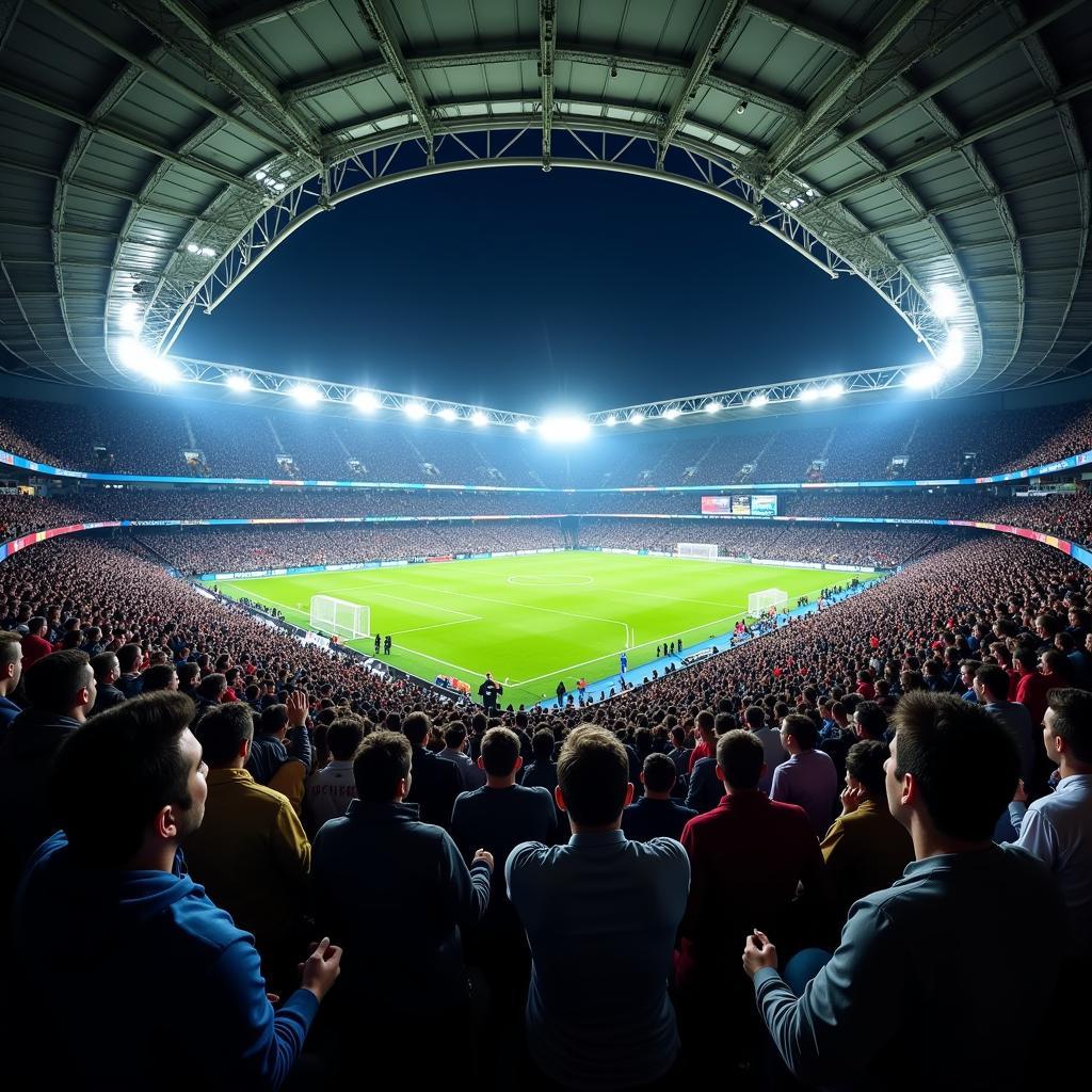 Excited Football Fans in Stadium