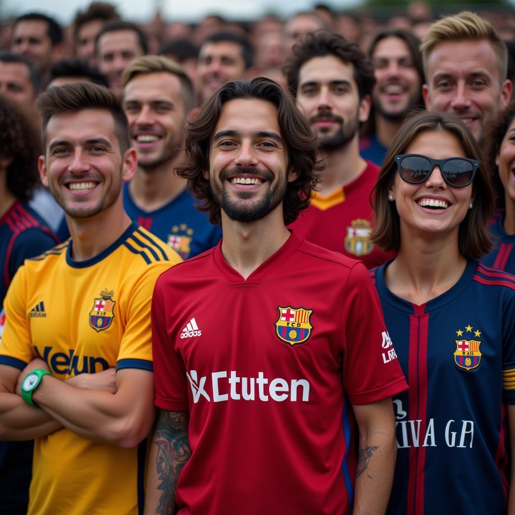 Football Fans Wearing Jerseys