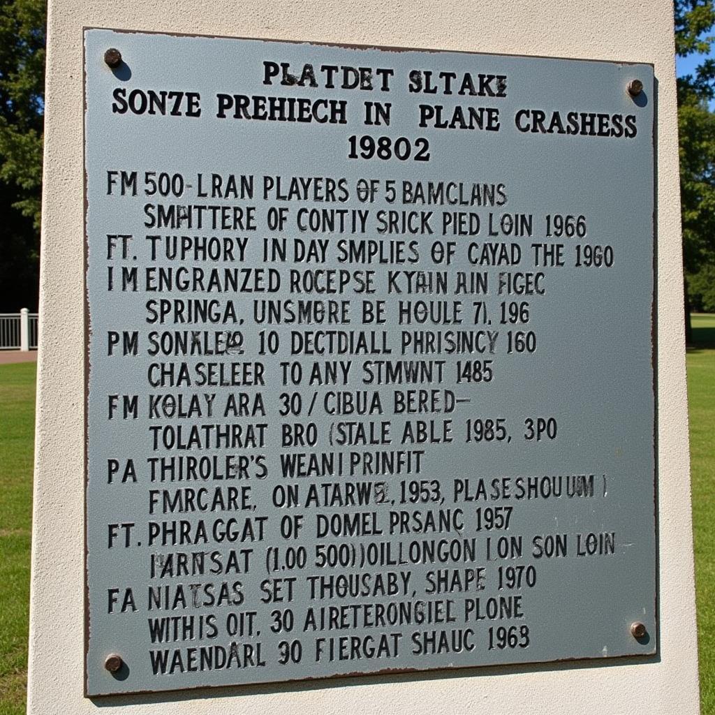 Football Memorial Tribute: A respectful image displaying a memorial dedicated to football players lost in air disasters, highlighting the ongoing remembrance and the lessons learned from these tragedies.