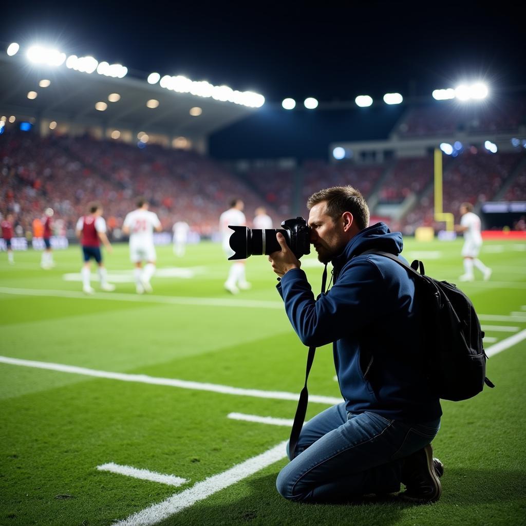 Professional Football Photographer on the Field