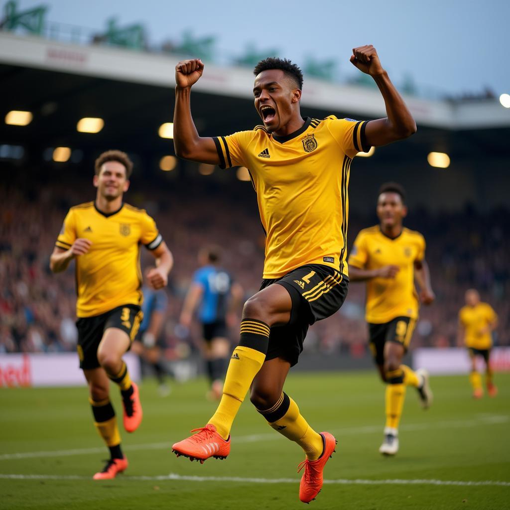 Football Player Celebrating a Goal