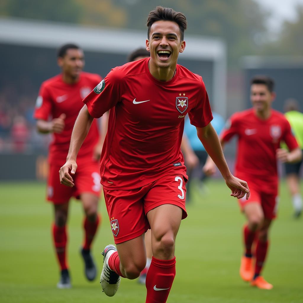 Football Player Celebrating a Goal