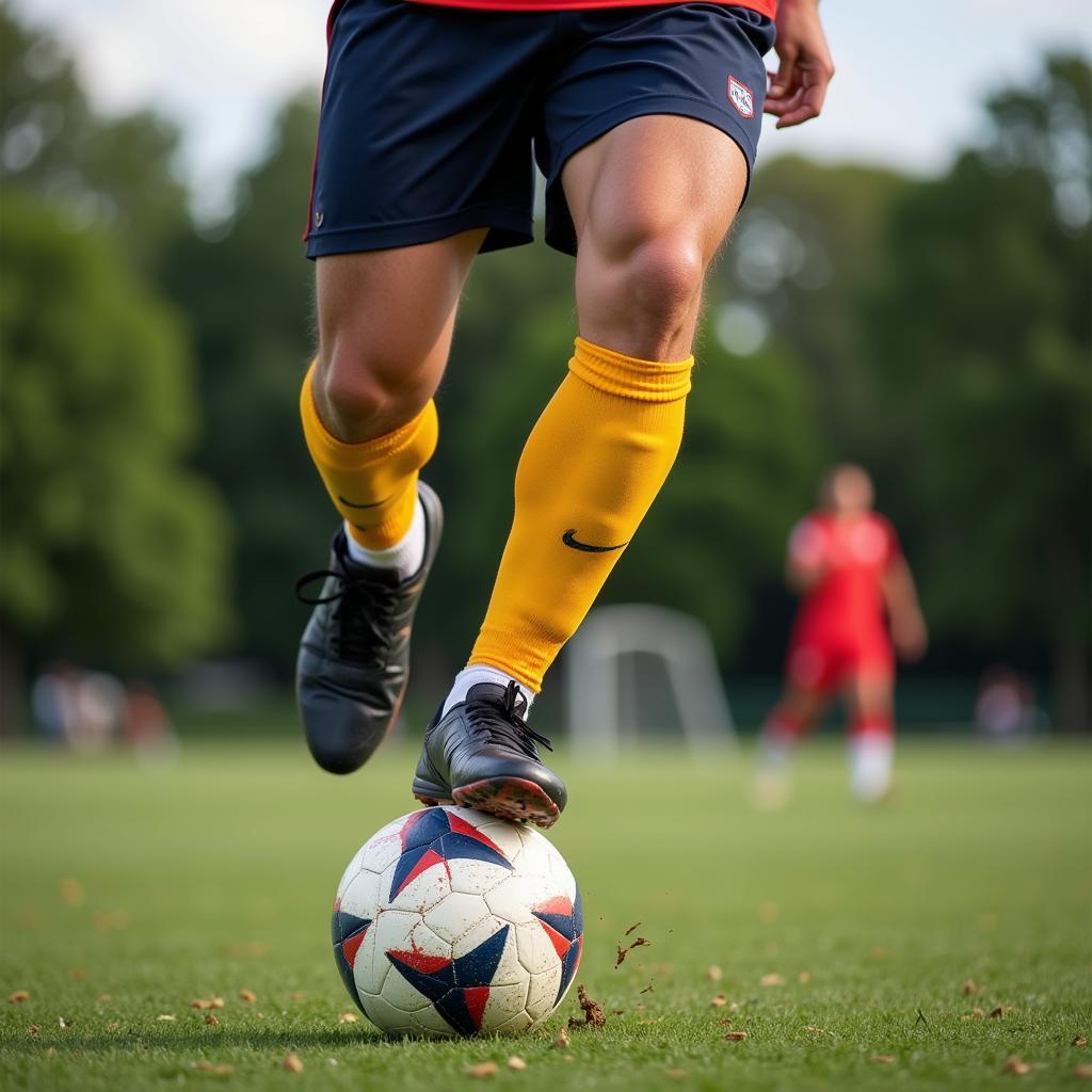 Footballer showcasing ball control skills