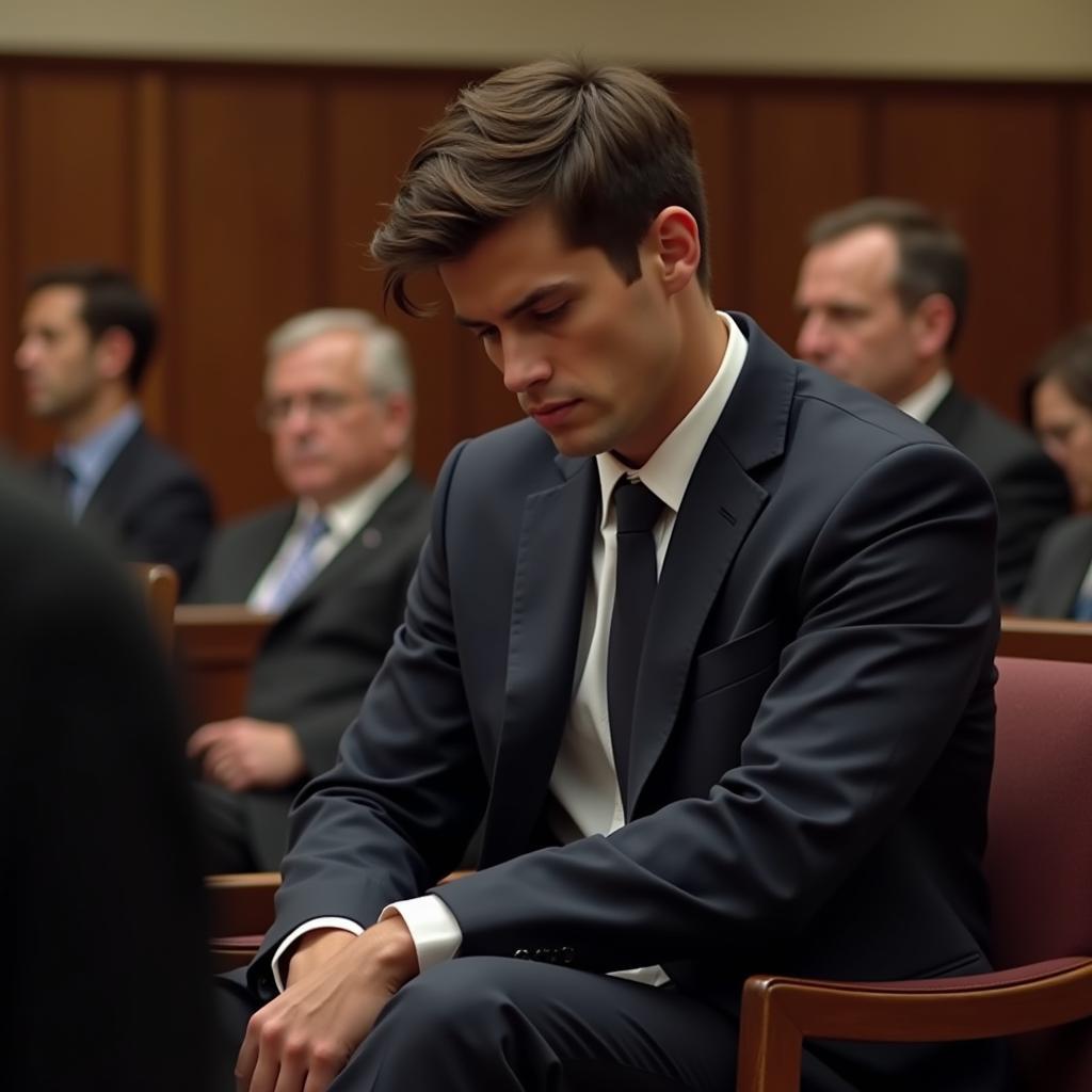 Image of a football player in a courtroom setting