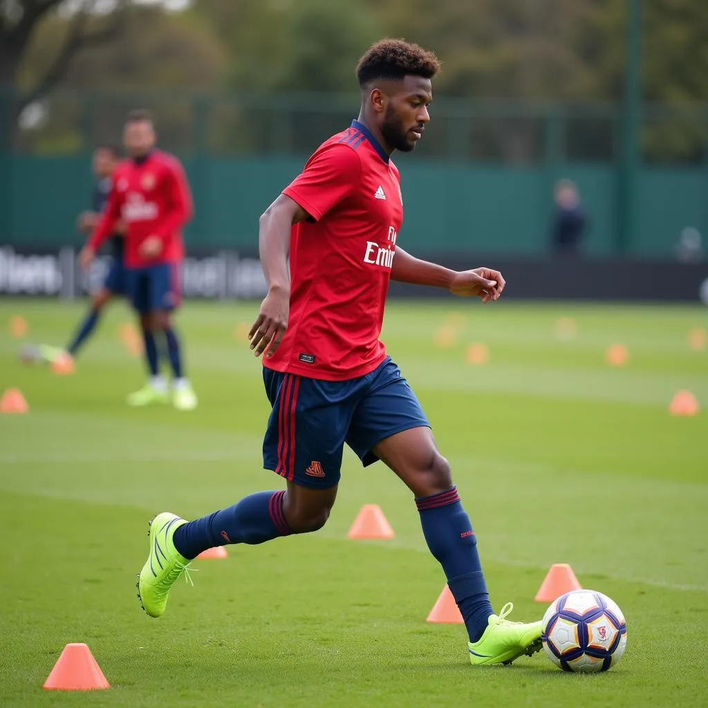 Player Practicing Dribbling Drills