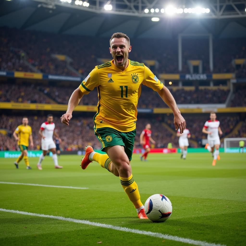 Footballer Celebrating a Winning Goal