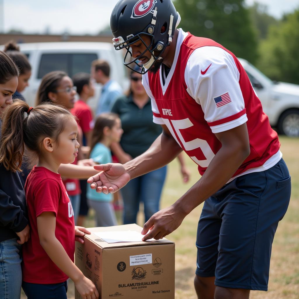 Football Player Volunteering in the Community