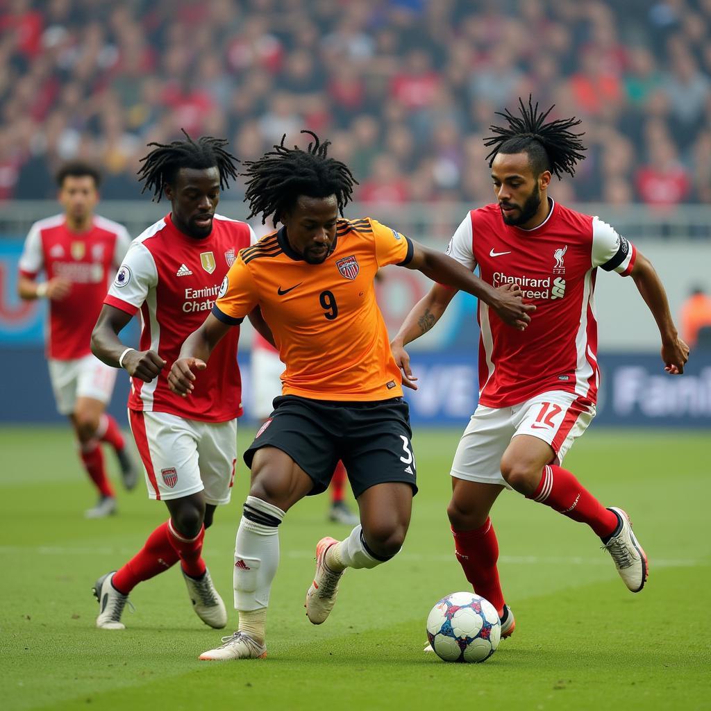 Football Players with Dreadlocks in Action